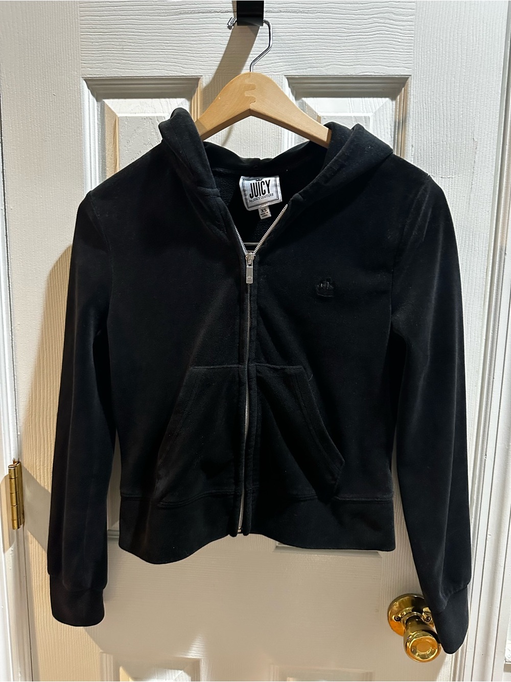 Juicy Couture Black Full Zip Hooded Jacket Velour XS